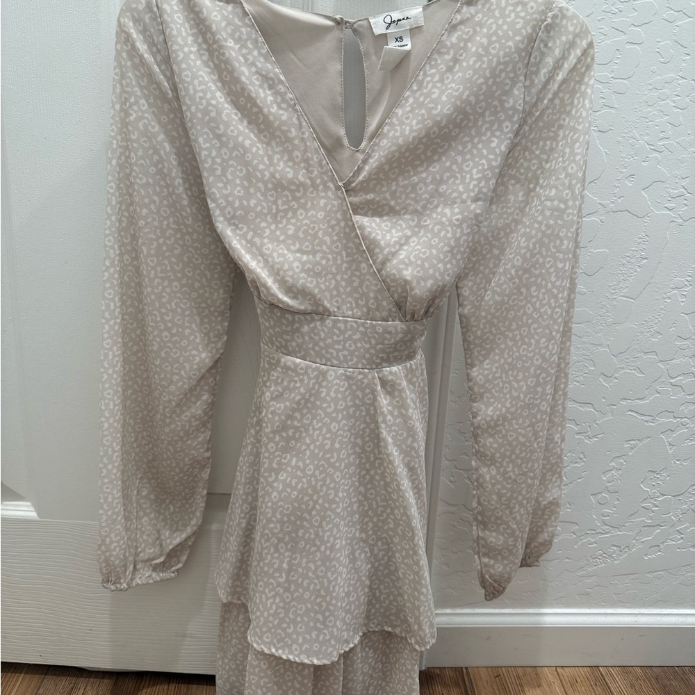 Japna Cream Tie Front Ruched Gown